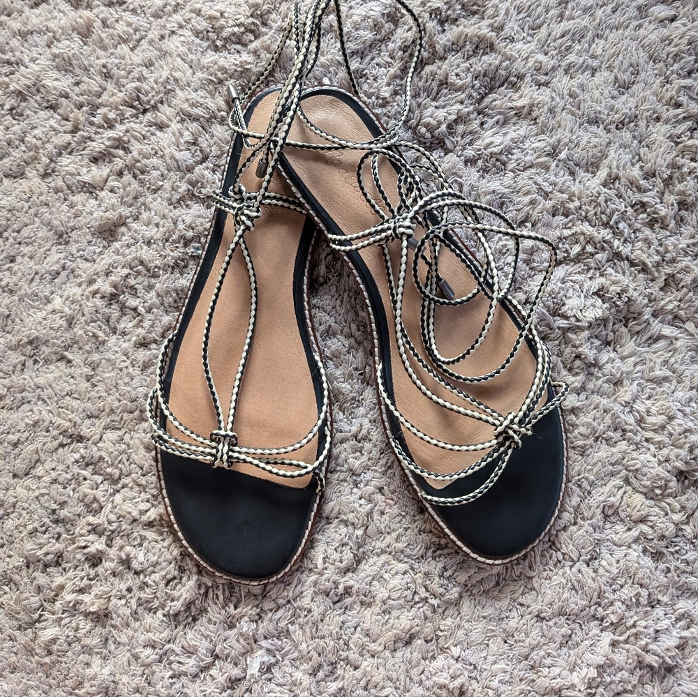 NWOT Madewell The Katya lace up braided sandals sz 10